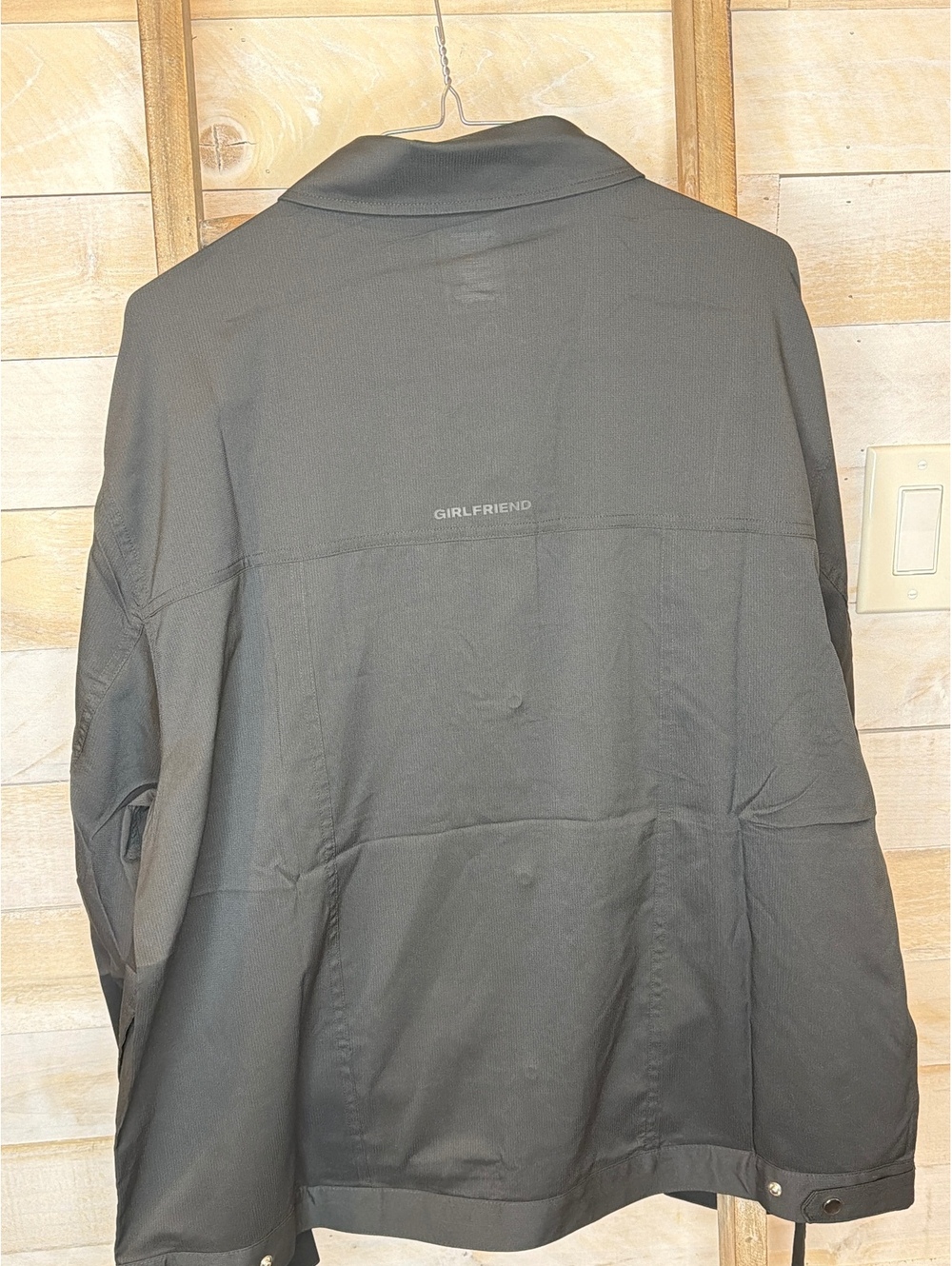 Girlfriend Collective Black Recycled Polyester Button-Up Jacket, Size L - Picture 4 of 4